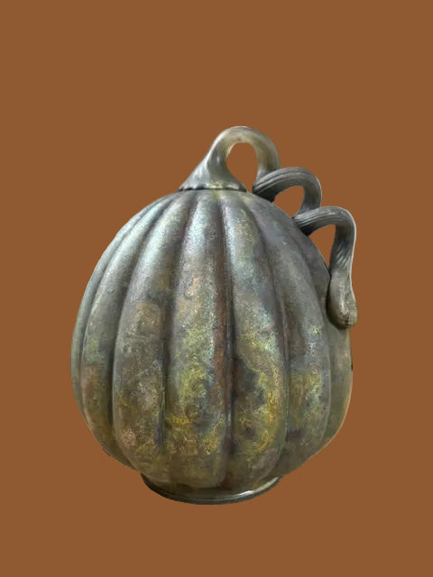 Glass Pumpkin with Curled Stem, 7.5 in