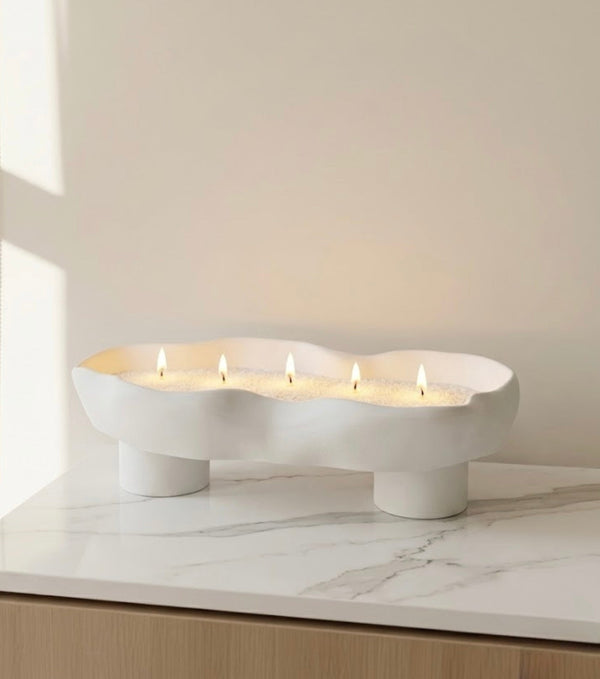 Scalloped Sand Wax Candle Tray