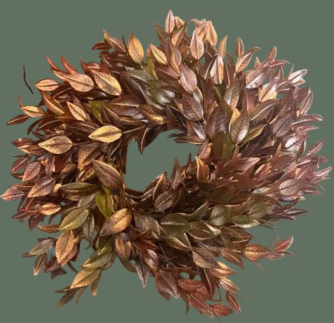 Gold-Washed Ruscus Wreath, 10 in
