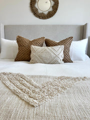 Braided Jute Woven Pillow Cover — alternate styling showing pillow grouped with coordinating textiles
