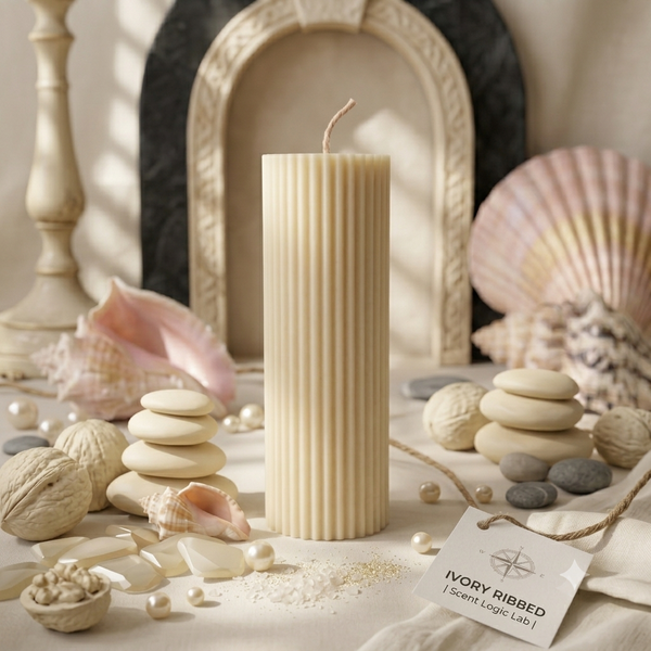 Ribbed Wax Pillar Candle