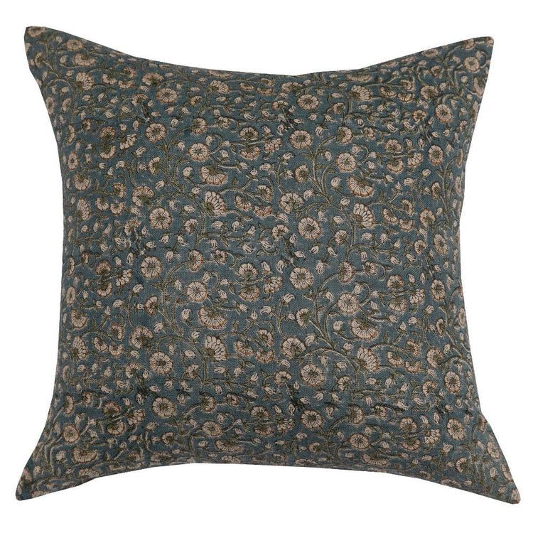 Floral Vine Linen-Weave Pillow Cover