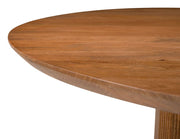 Reeded Mango Wood Round Dining Table — scale reference and proportion detail