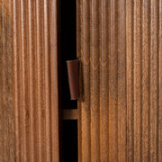 Reeded Mango Wood Round Dining Table — back and side profile detail