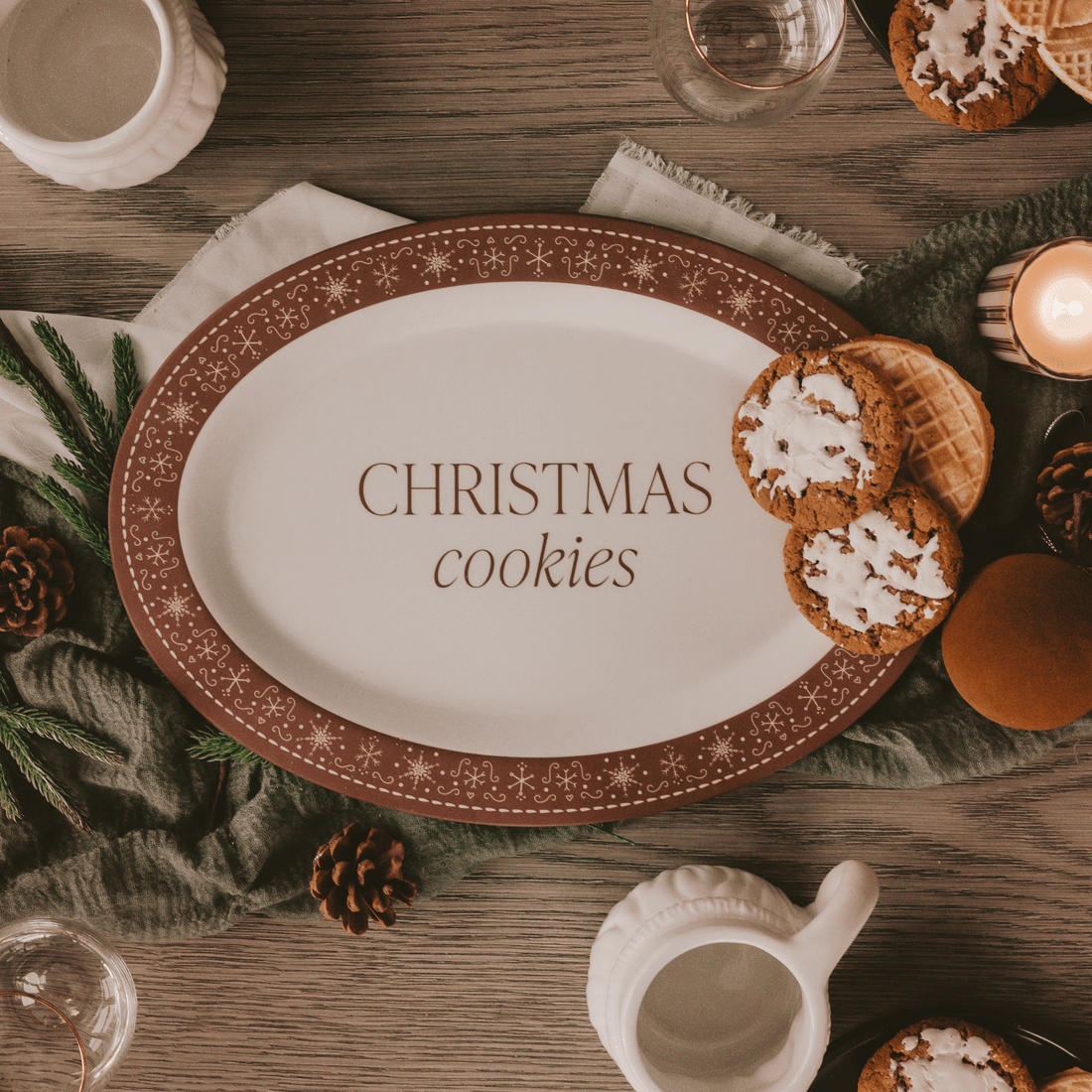 Gingerbread Oval Melamine Serving Tray