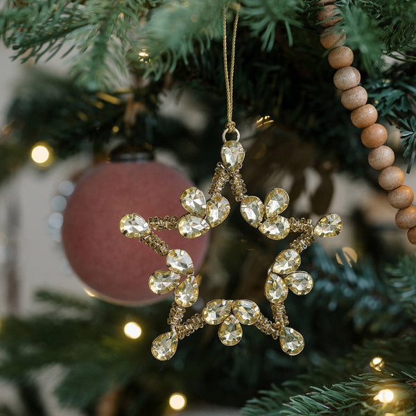 Jeweled Handmade Snowflake & Star Ornaments, Set of 4