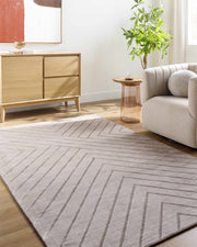 Taupe Handmade Viscose Linear Chevron Area Rug