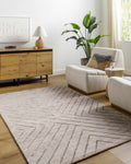 Taupe Handmade Viscose Linear Chevron Area Rug