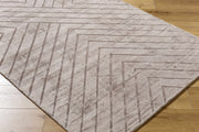 Taupe Handmade Viscose Linear Chevron Area Rug