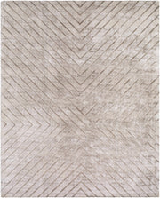 Taupe Handmade Viscose Linear Chevron Area Rug