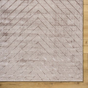 Taupe Handmade Viscose Linear Chevron Area Rug