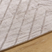 Taupe Handmade Viscose Linear Chevron Area Rug