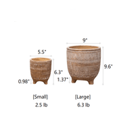 Carved Terracotta-Blend Footed Planter