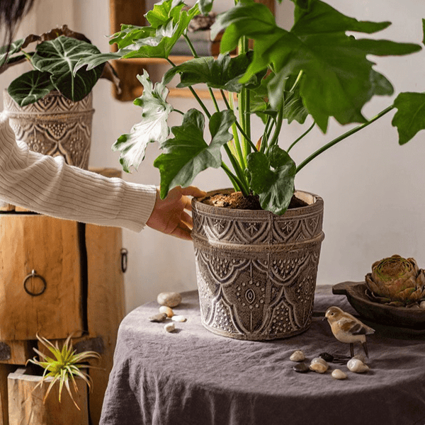 Embossed Clay-Composite Flower Planter