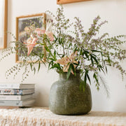 Mottled Glass Blown Round Vase