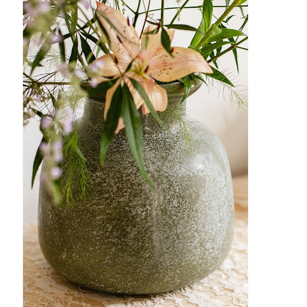 Mottled Glass Blown Round Vase