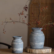 Grooved Clay Vessel Vase