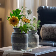 Grooved Clay Vessel Vase