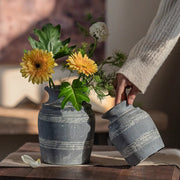 Grooved Clay Vessel Vase