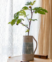 Hand-Painted Geometric Terracotta Pitcher Vase