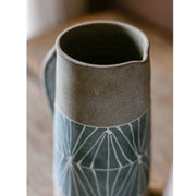 Hand-Painted Geometric Terracotta Pitcher Vase