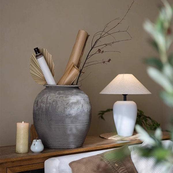 Antique-Finish Earthenware Belly Planter