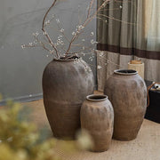 Scored Earthenware Floor Jar