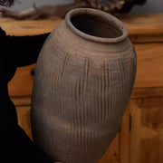 Scored Earthenware Floor Jar