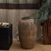 Scored Earthenware Floor Jar