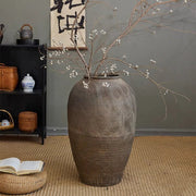 Scored Earthenware Floor Jar