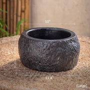 Chiseled Cement Round Planter