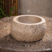 Chiseled Cement Round Planter