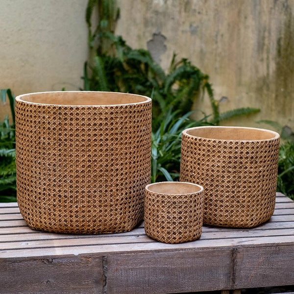 Rattan-Weave Cement Planter