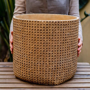 Rattan-Weave Cement Planter