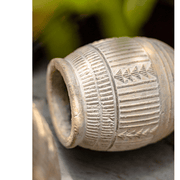 Carved Geometric Stoneware Planter
