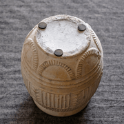 Carved Geometric Stoneware Planter