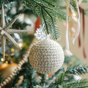 Glitter Jute Round Christmas Ornaments, Set of 4
