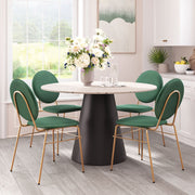 Close-up of iron frame finish and joint construction detail — Terrazzo-Print Round Pedestal Dining Table