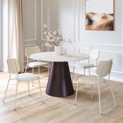 Terrazzo-Print Round Pedestal Dining Table — back and side profile detail