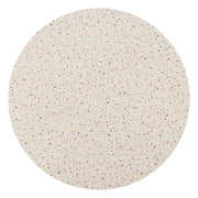 Terrazzo-Print Round Pedestal Dining Table — detail of finish and surface variation