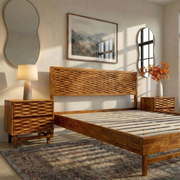 Relief-Carved Wood Platform Bed Frame — alternate view or variant option