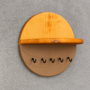 Wood-Grain Wall Key Holder with Shelf