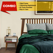 Spindle Headboard Solid Wood Bed & Nightstand Set