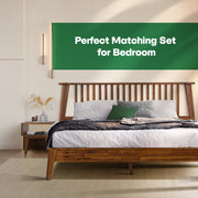 Spindle Headboard Solid Wood Bed & Nightstand Set