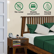 Spindle Headboard Solid Wood Bed & Nightstand Set