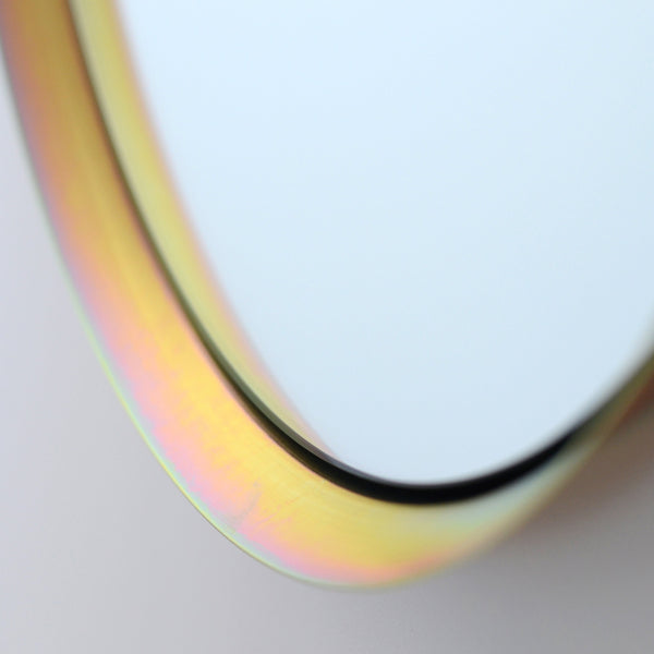 Close-up detail of Spun Steel Round Wall Mirror