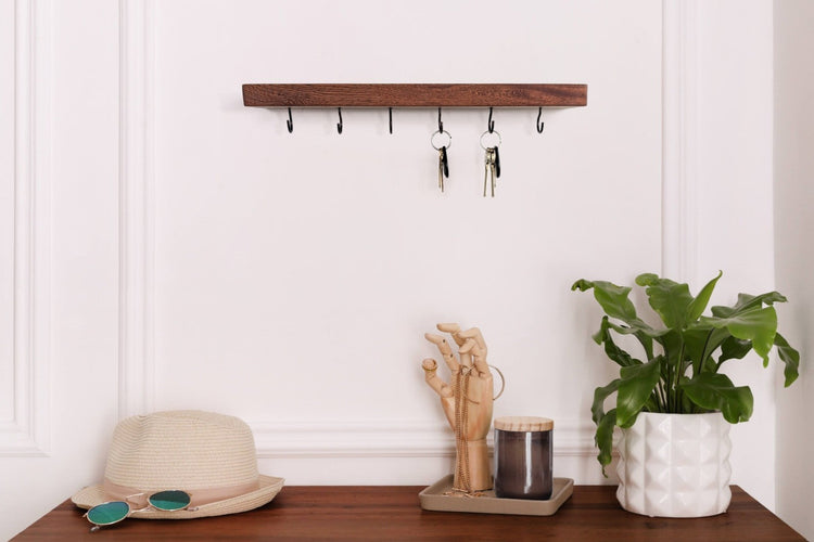 Wood-Grain Floating Key Shelf