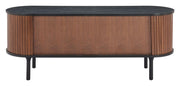 Fluted Wood-Grain Media Console — scale reference and proportion detail