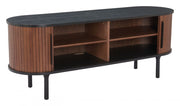 Fluted Wood-Grain Media Console — packaging and unboxing view