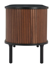 Fluted Wood-Grain Media Console — detail of finish and surface variation